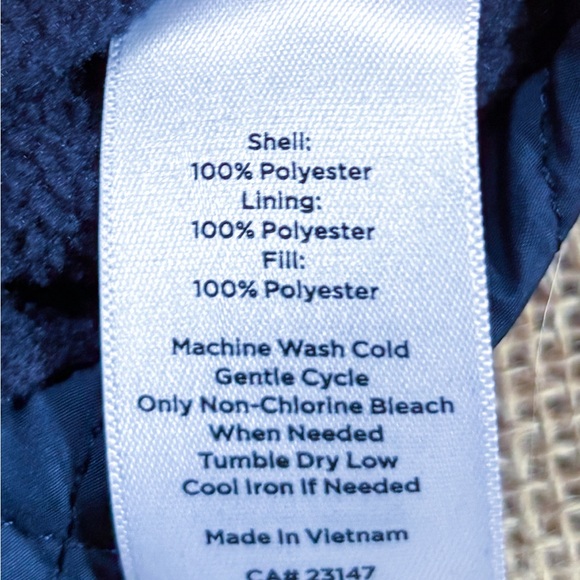 Talbots Diamond Quilted Navy Blue Lightweight Vest XS Fleece Lined Preppy Chore - Picture 4 of 7